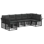 Set vanjskih sofa s jastukom 7 pcs Crna i tamno siva Poliester