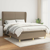 Greatstore Box spring postelja z vzmetnico taupe 140x200 cm blago