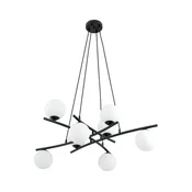 Luster na sajli ESSA 8xE14/10W/230V crni/beli