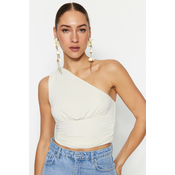 Trendyol Ecru Crop Lined Knitted Shimmer Bustier
