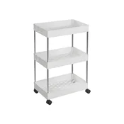 Songmics Voziček z 3 nivoji 40x22x60 cm bel