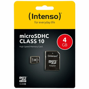 (Intenso) Micro SD Kartica 4GB Class 10 (SDHC & SDXC) sa adapterom – SDHCmicro+ad-4GB/Class10