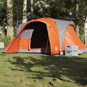 Vidaxl vidaXL Družinski šotor, 6 oseb, sivo-oranžen, vodoodporen