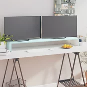 vidaXL Stojalo za TV/Računalniški Zaslon Belo Steklo 120x30x13 cm
