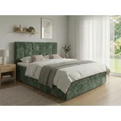 Oblazinjena postelja boxspring DIRELIS VIBE 140x200 cm temno zelena Vzmetnica: Vzmetnica Bonell