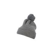 Pom Pom Knit hat with heather gray cuff