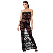 Noir Handmade F358 Bondesque Opera Off-Shoulder Long Dress Black L