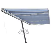 vidaXL Prostostoječa avtomatska tenda 600x350 cm modra/bela