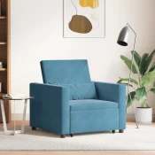 Sofa na razvlacenje Singl s kotacima Plava Baršun