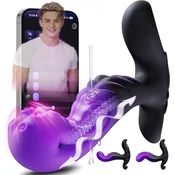 SuperLove Lickzilla Men Wriggling Vibrating Prostate Massager with App Purple
