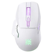 shumee Brezžična miška Defender STIX GM-009, optična, 3200 dpi, bela, RGB, POLNILNA, 7 gumbov, igralna, brez klika, tiha