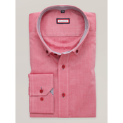 Moška roza srajca slim fit kroja s sivimi kontrastnimi detajli 16726