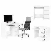 Univerzalna bela pisarniška računalniška miza s 3 predali