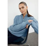 Trendyol Dark Blue Soft Textured Zippered Knitwear Sweater