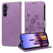 Eleganten etui ovitek za Samsung A16, A17 in A26, Vijoličen, metulji