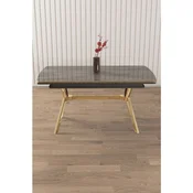 Hanah Home trpezarijski sto na razvlacenje Sim, 150 × 89 cm (razvucen 200 cm), antracit ploca Irony, zlatne noge