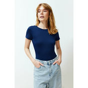 Trendyol Navy Blue Short Sleeve Elastic Snap Knitted Bodysuit