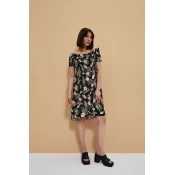 Marisse Dress With A Floral Motif L-Su-3757 Black