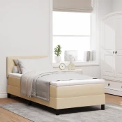 vidaXL vidaXL Postelja z vzmetnico z vzmetnico krema 90 x 200 cm blago, (5000128042)