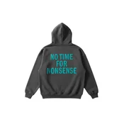 Kleidermafia Majica Oversize “No Time for Nonsense” Hoodie - Anthracite and Blue antracit