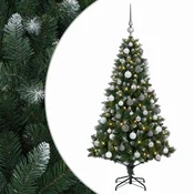 Vidaxl Umjetno božično drevo z okrasnimi kroglami 120 cm 150 LED