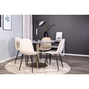Venture Design Jedilna miza in komplet stolov Estelle Polar 106x75 cm miza Bež in črna