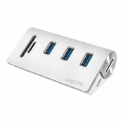 LogiLink USB 3.0 3-Port Hub with Card Reader - hub - 3 ports