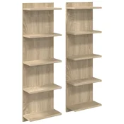 vidaXL Stenska polica 2 pcs Sonoma hrast 30 x 15 x 100 cm
