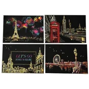 shumee Magic Scratch Card European Cities (4 kosi) 20x15 cm