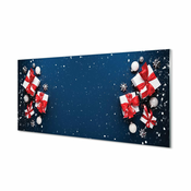 tulup.si Stenska plošča za kuhinjo Darila baubles sneg 125x50 cm