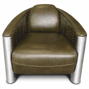 Casa Padrino Luxury Art Deco Leather Armchair Vintage Green/Silver - Aluminum Furniture