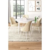 Hanah Home Set Trpezarijski sto i 4 stolice, Bež-beli