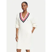 Tommy Jeans Pletena obleka DW0DW23540 Bela Relaxed Fit
