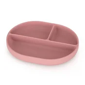 PETITE&MARS Silikonski ovalni krožnik s predelki in vakuumom 6 m+ Take&Match, Dusty Rose