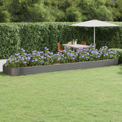 Povišena vrtna gredica od pocincanog celika 600x140x36 cm sivi