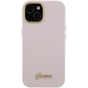 Guess GUHCP15LSMBSLP iPhone 15 Pro 6.1 pink hardcase Silicone Script Metal Logo Frame (GUHCP15LSMBSLP)