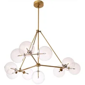 Casa Padrino luxury halogen chandelier antique brass A� 140 x H. 90 cm - Living room chandelier with round glass lampshades - Hotel chandelier - Restaurant chandelier - Luxury quality