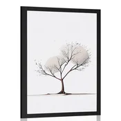 Plakat minimalistično drevo brez listov - 30x45 white