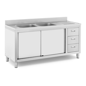 Komercialno kuhinjsko korito - 2 umivalnikov - Royal Catering - - 400 x 400 x 300 mm