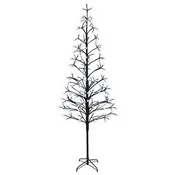 Vidaxl LED novoletna jelka z lučkami Črna 47 x 210 cm Jeklo 228 LED