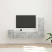 Set TV komoda Zidne 4 pcs Betonski sivi Konstruirano drvo