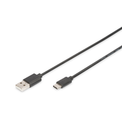USB Type-C connection cable, type C to A M/M, 1.0m, 3A, 480MB, 2.0 Version, bl