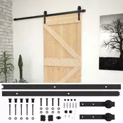 Vidaxl Drsna vrata Naravna in črna 90 x 210 cm Trdna borovina
