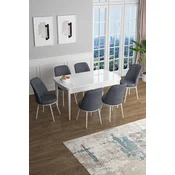 Hanah Home Set Trpezarijski sto i 6 stolica Han, Sivo-beli