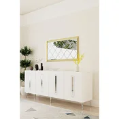Hanah Home komoda Rany 180, 180 cm, bela / srebrna