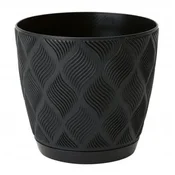 Form-Plastic Črn cvetlični lonček 11,8 x 12,8 cm ECO classic plastika s krožnikom Flow Petit