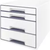 Leitz Škatla za predale WOW CUBE, 4 predali, bela/siva