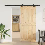 vidaXL Drsna vrata NARVIK Naravna in črna 100 x 210 cm (213,5 cm)