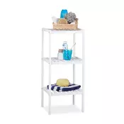 Northio Bambusov kopalniški regal 3 police bela 60x30x90 cm