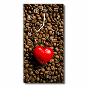 tulup.si Steklena navpična ura Barva kuhinja coffee bean heart 30x60 cm